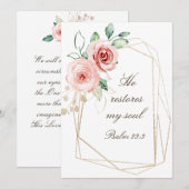 Psaume 23:3 Il rétablit ma carte Rose de la Bible  (Devant / Derrière)