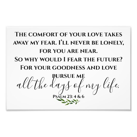 Psaume 23 Ecriture Noire et Blanc Mur Art Photo (Devant)