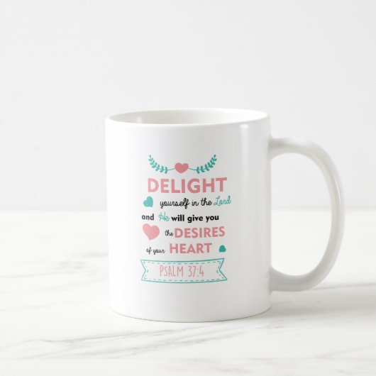 Psaume 37:4 Bible Verse Christian Coffee Mug (Droite)
