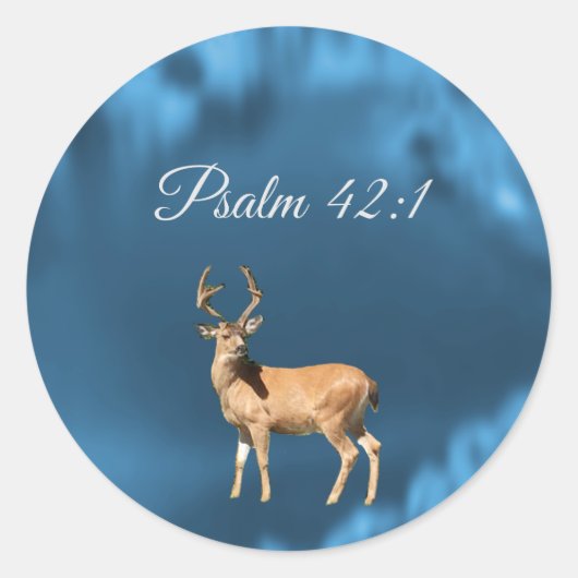 Psaume 42:1 Autocollant rond Écriture Cerf (Devant)