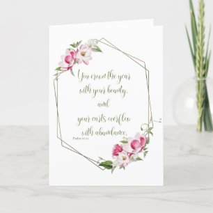 Psaume 6511 Magnolia rose Verset de la Bible Carte