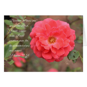 Psaume 91:14 Peachy Rose Carte