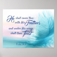 Psaume 91:4 Poster de la Bible du roi James