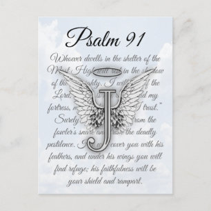 Psaume 91 Lettre J Angel Wings Halo Carte postale