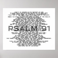 Psaume 91 Poster d'art mural d'écriture noir et bl