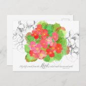 Psaumes 121 Carte de prière Orange Begonia Fleurs (Devant / Derrière)