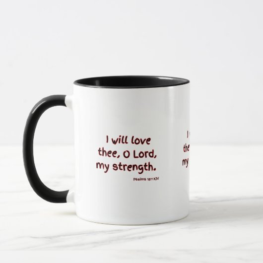 Psaumes 18:1 KJV Bible Verse Mug à deux tons (Gauche)