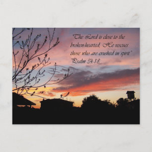 Psaumes 24:18 Jolie Sunset Encouragement Carte Pos