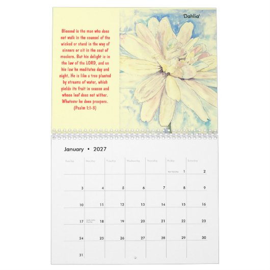 "Psaumes et calendrier des couleurs pour aquarelle (Jan 2027)