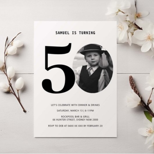 Pset 50th Birthday Foto Uitnodiging