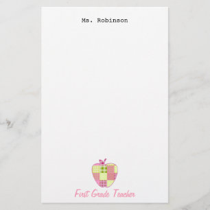 Pset Apple First Grade Teacher Briefpapier