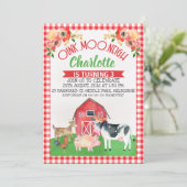 Pset Barnyard Floral Birthday Invitation Kaart (Staand voorkant)