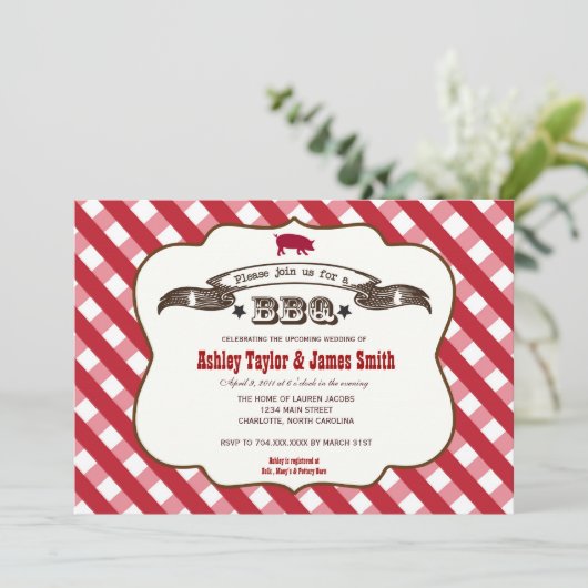 Pset BBQ Pig Uitnodiging (Staand voorkant)