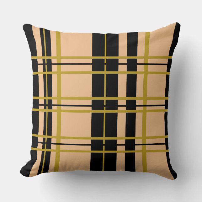 Pset Black Gold Roos Striped Kussen (Voorkant)