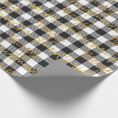 Pset Black White Gingham Merry Kerstfeestdag Cadeaupapier (Hoek)