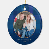 Pset Blue Photo met kerstmis Keramisch Ornament (Links)