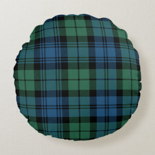 Pset Clan Campbell Tartan Green Blue Black Check Rond Kussen