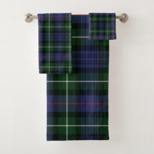 Pset Clan MacKenzie Green Paars Check Tartan Bad Handdoek