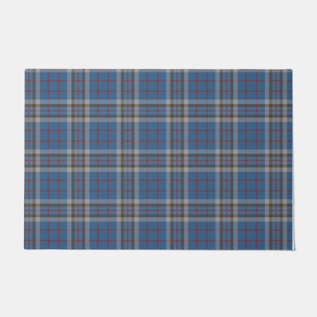 Pset Clan Thompson Gray Blue Check Tartan Deurmat (Voorkant)
