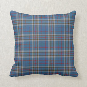 Pset Clan Thompson Gray Blue Check Tartan Kussen