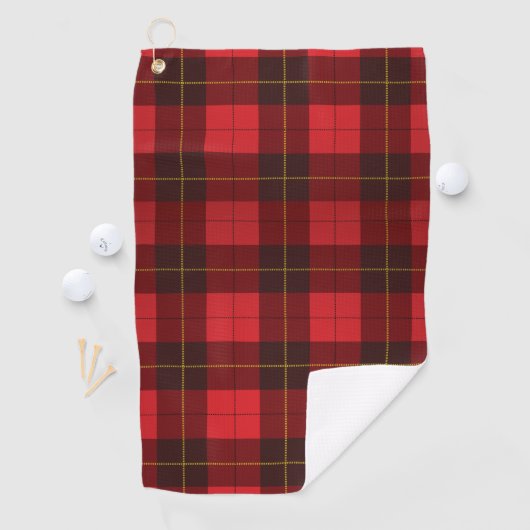 Pset Clan Wallace Red Black Check Tartan Golfhanddoek (Insitu)