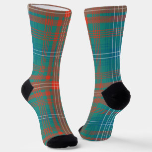 Pset Clan Wilson Oranje Blue Check Tartan Sokken