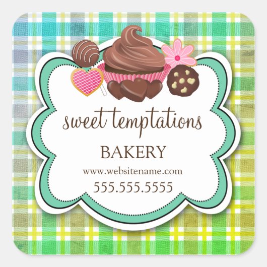 Pset Cupcake Cookie Cookie Packaging Pop Vierkante Sticker (Voorkant)