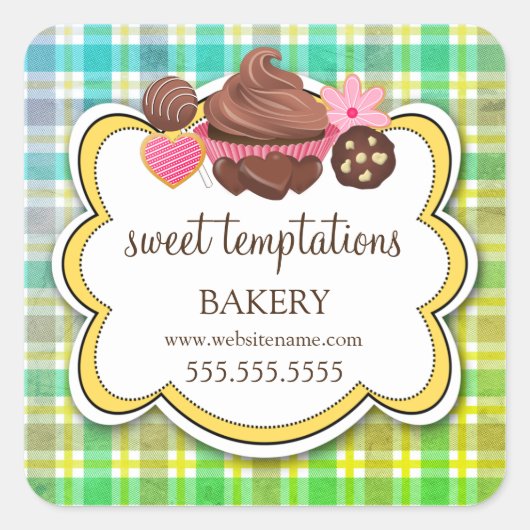 Pset Cupcake Cookie Cookie Packaging Pop Vierkante Sticker (Voorkant)