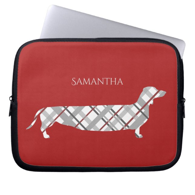 Pset Dachshund op Red Laptop Sleeve (Voorkant)