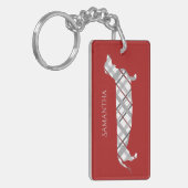 Pset Dachshund op Red Personalized Sleutelhanger (Voorkant Links)
