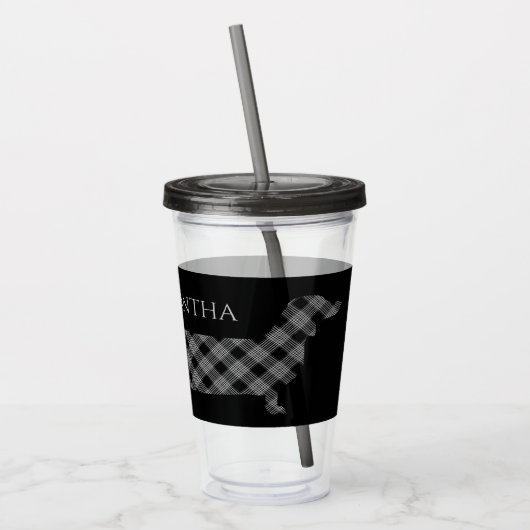 Pset Dachshund op zwart-persoonlijk Acryl Drinkbeker (Links)