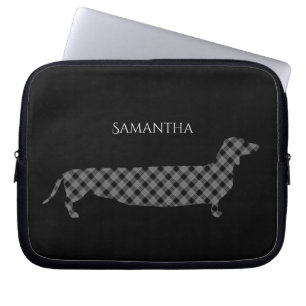 Pset Dachshund op zwart-persoonlijk Laptop Sleeve