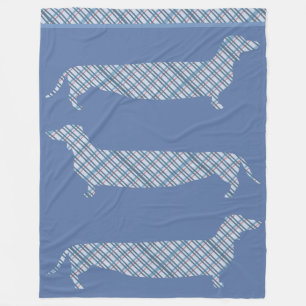 Pset Dachshunds on Blue Fleece Deken