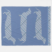 Pset Dachshunds on Blue Fleece Deken (Voorkant (Horizontaal))