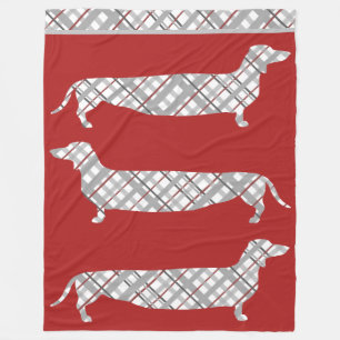 Pset Dachshunds on Red Fleece Deken