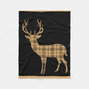 Pset Deer Stag Silhouette   zwarte roombruin Fleece Deken