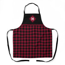 Pset Diamond Initiaal Crimson Red en Black Apron