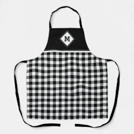 Pset Diamond Initiaal White + Black Apron Schort