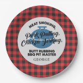 Pset Fathers Day Rustic BBQ Dad Personalized Papieren Bordje (Voorkant)