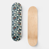 Pset Floral Gingham Patch Style Editable Skateboard (Voorkant)