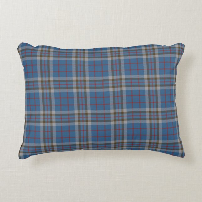 Pset Grey Blue Rustic Elegant Tartan Accent Kussen (Voorkant)