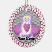 Pset Heart Cat Keramisch Ornament (Links)