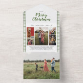 Pset-kerstgroen 6-fotofeestdag all in one uitnodiging (Binnen)