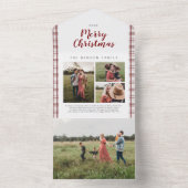 Pset-kerstrood 4-fotofeestdag all in one uitnodiging (Binnen)