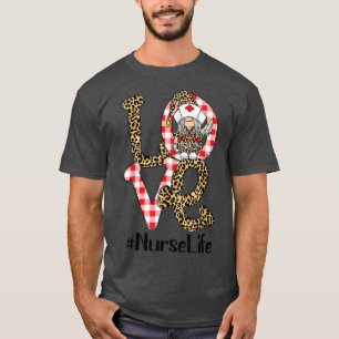 Pset Leopard Gnome LOVE Nurse Life Funny Valentin T-shirt