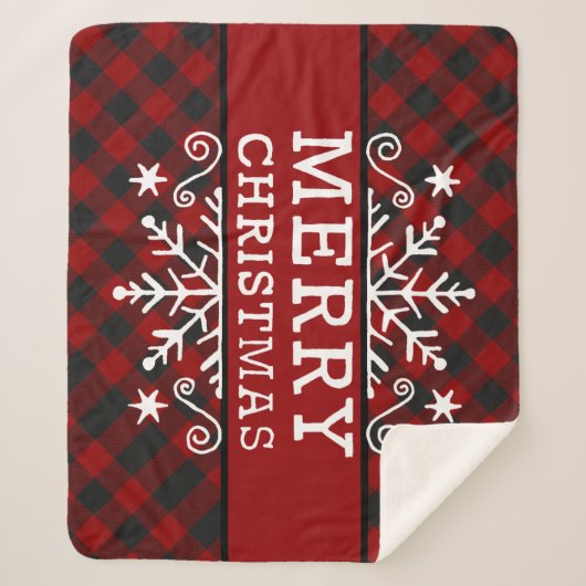 Pset Merry-kerstsnowflake Sherpa Deken (Voorkant)