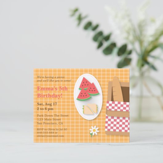 Pset Pattern Picnic Birthday Party Kaart (Staand voorkant)