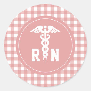 Pset Pattern RN Registered Nurse Caduceus Symbol Ronde Sticker