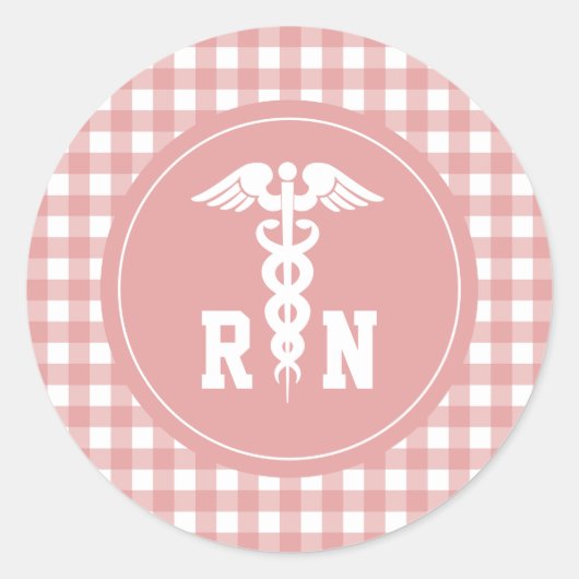 Pset Pattern RN Registered Nurse Caduceus Symbol Ronde Sticker (Voorkant)