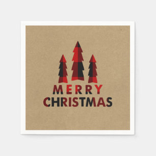 Pset Prettige feestdagen kerstbomen Pset Kraft Servet